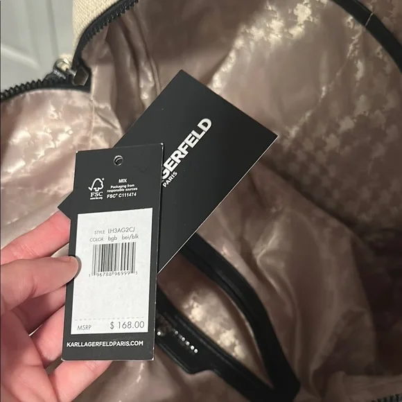 Karl Lagerfeld Paris "Elegance is Attitude" Cream Tote Bag - Picture 8 of 11